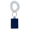 Rectangular Key Tag w/ Coil Wristband - Blue